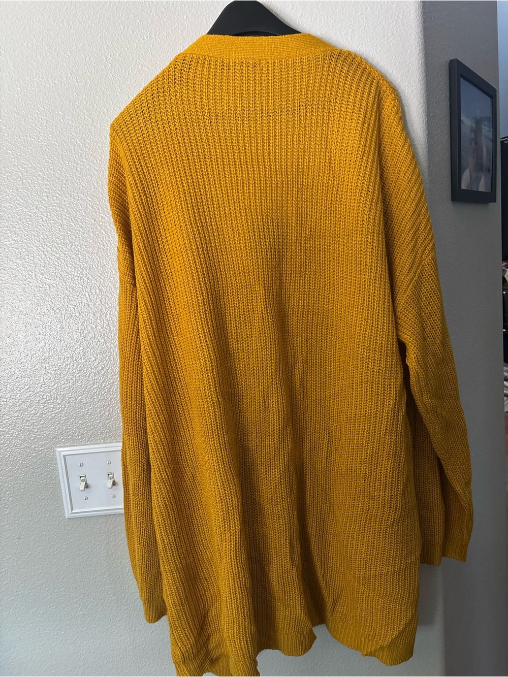 Boohoo Dual-Color Open Front Long Cardigan - Mustard & Olive - Picture 4 of 11